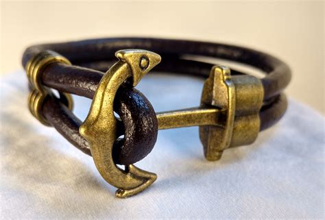 Anchor Bracelet, Leather Bracelet with Anchor Clasp, Bracelet with Anchor, Leather Bracelet for Him