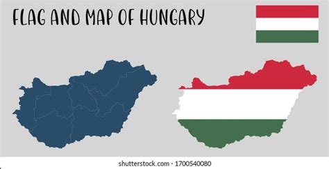 Hungary Map Colored Flag Colors Isolated Stock Vector (Royalty Free ...