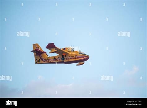 Canadair CL-415 amphibious water bomber in flight Stock Photo - Alamy