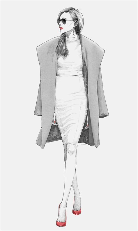 Fashion illustration - chic tailored outfit sketch // Alex Tang Illustration Mode, Fashion ...