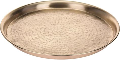 Extra Large 44cm Round Gold Serving Tray Hammered finish Metal Tray ...