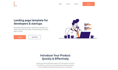 Free React landing page template