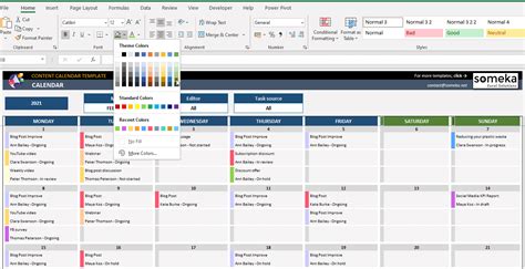 Content Calendar Excel Template | Social Media Content Planner