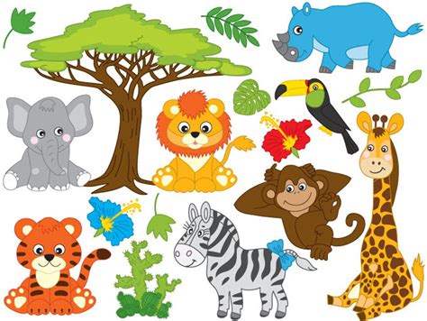 Jungle Animals Clipart Digital Vector Safari Animals - Etsy New Zealand