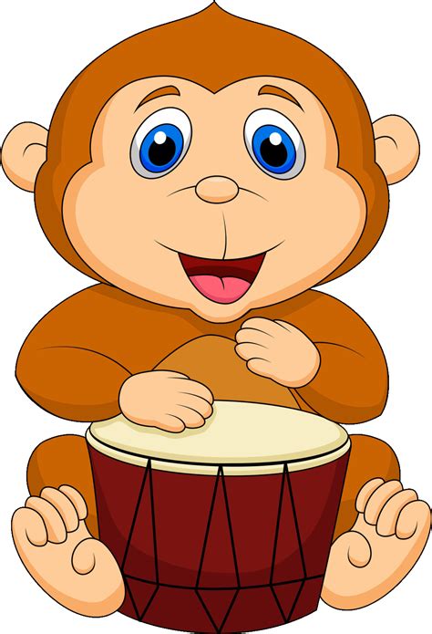 a cartoon monkey holding a drum