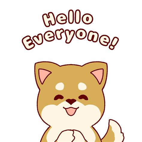 Animated Illustration of a Dog Saying "Hello Everyone" | UGOKAWA