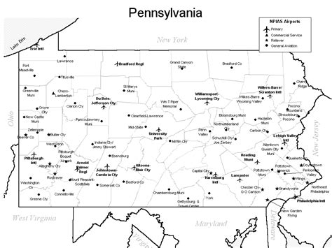 Pennsylvania Airports Map - Pennsylvania • mappery