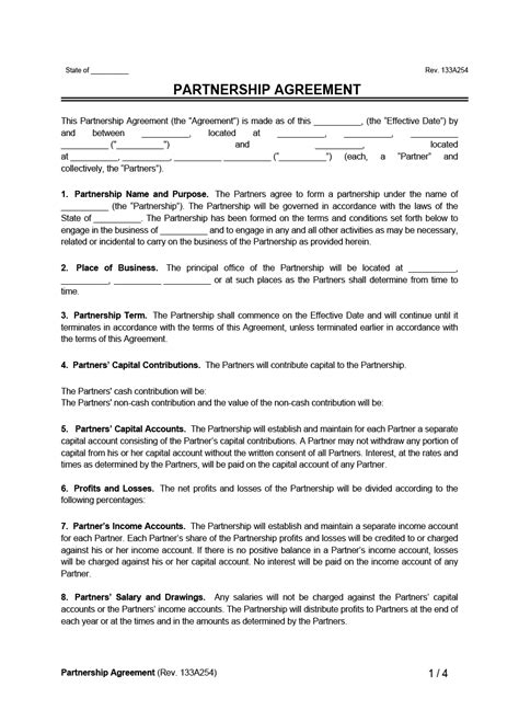 Free Partnership Agreement Template (5) | PDF & Word