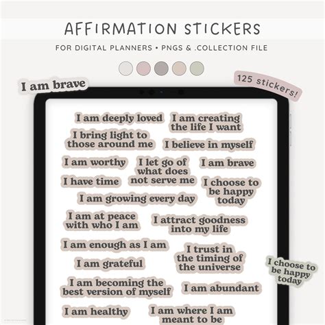 Affirmation Digital Stickers, Positive Planner Stickers, Goodnotes Stickers, Positivity Stickers ...