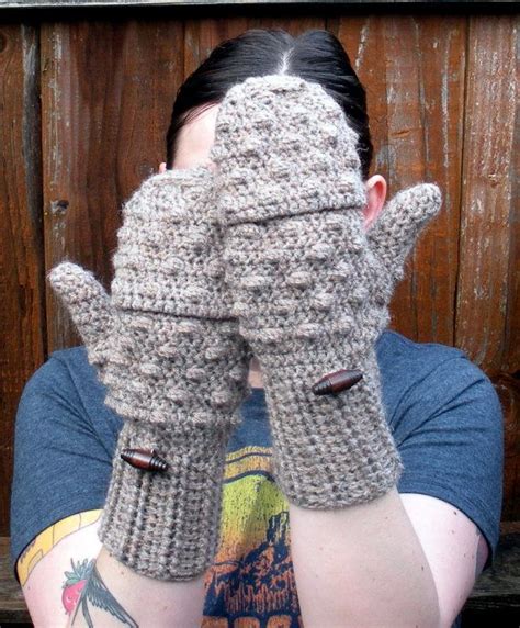 Convertible crochet fingerless glove mittens in Mocha Latte | Etsy | Crochet fingerless gloves ...