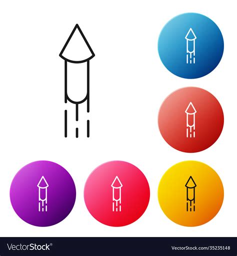 Black line firework rocket icon isolated on white Vector Image