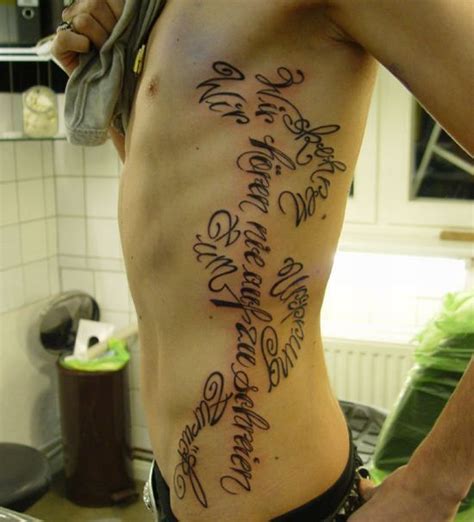 Cool German Tattoo on Side Ribs