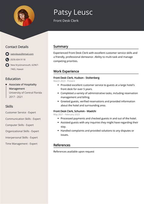 Front Desk Clerk Resume Example (Free Guide)