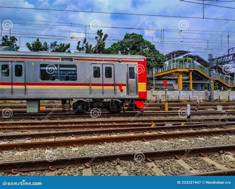 Commuter Line Jakarta-Bekasi Crossing the Rail Line Near Jatinegara ...