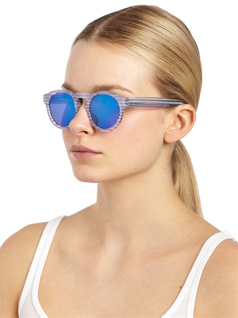 Lyst - Illesteva Leonard Clear Mirrored Sunglasses in Blue