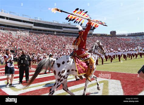 October 17, 2015: Florida State Seminoles mascot during the pre game of ...