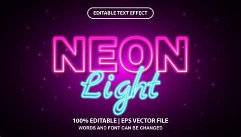 Premium Vector | Neon light editable text effect template, glossy neon light effect font style