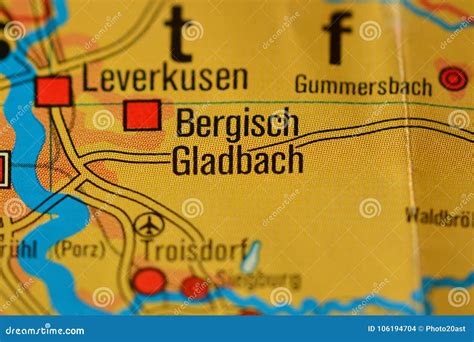 The Word BERGISCH GLADBACH on the Map Stock Photo - Image of object, physical: 106194704