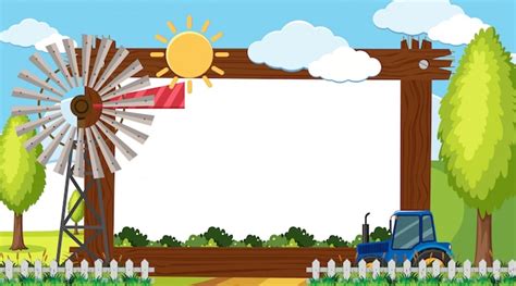 Border template with farm scene | Premium Vector