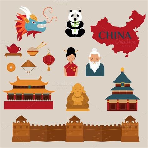 China vector icons | Vector icons illustration, Chinese architecture, China architecture