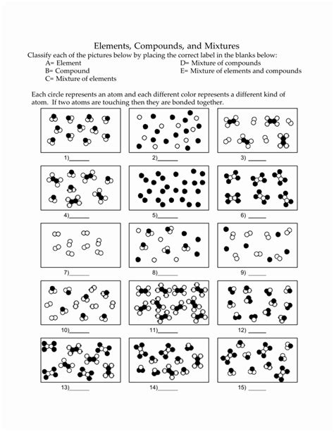 Elements Compounds And Mixtures Worksheet Answer Key Part 2 | Worksheets Samples