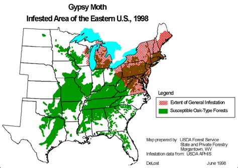 Gypsy Moth Infested Area of the Eastern U.S., 1998. | Flickr