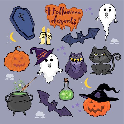 Vector cartoon drawing Halloween character elements, blue vampire grave ...