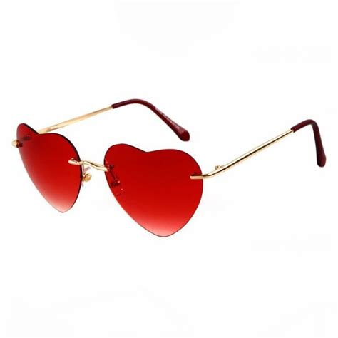 Cute Heart Shaped Gradient Rimless Sunglasses Gold/Red | Fashion eye glasses, Heart shaped ...