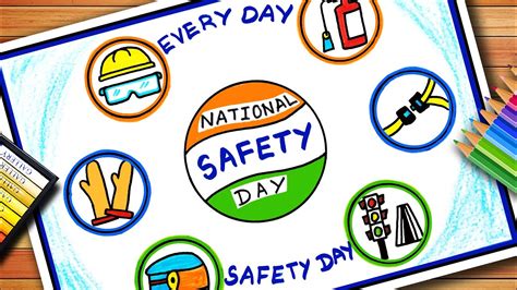 National Safety Day Poster | National Safety Day Drawing | Easy Poster Of National Poster Day ...