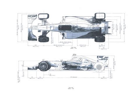 Mercedes F1 W07 Hybrid Blueprint - Download free blueprint for 3D modeling