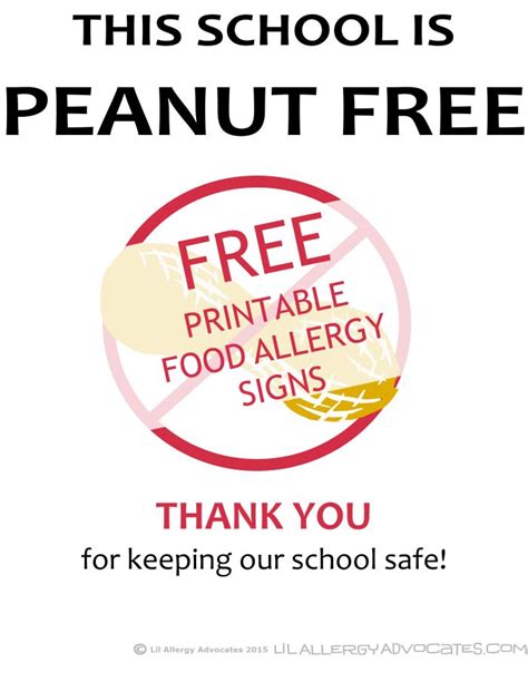 Free Printable Nut Free School Signs | Peanut free classroom, Free ...