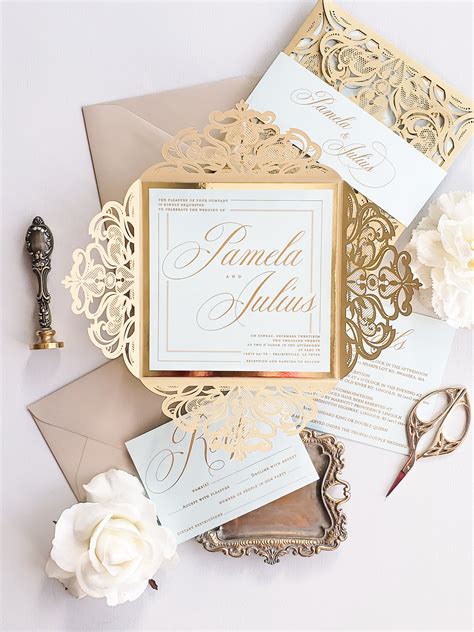 Gold wedding invitation sample Elegant mint and gold wedding | Etsy