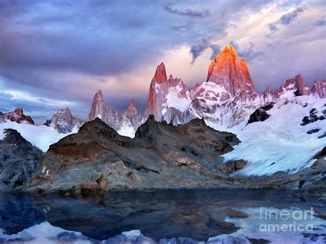 Patagonia, Magical Mountains Sunrise Painting by Helena Bilkova - Fine Art America