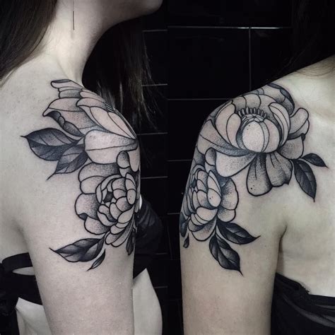 Peonies shoulder tattoo by Miss Sita Done at @oneoninetattoo Follow on ...