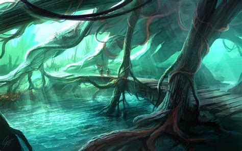 Tree root cave illustration, fantasy art, digital art HD wallpaper ...