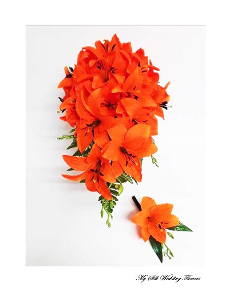 Tangerine Tiger Lily Wedding Bouquet Tangerine Bouquet - Etsy