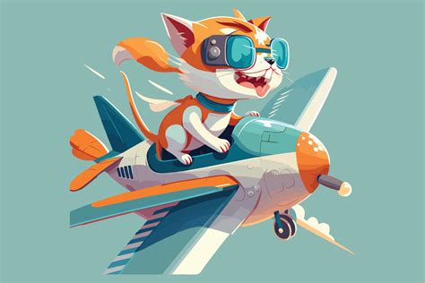 Cat riding a plane vector illustration 22327027 Vector Art at Vecteezy