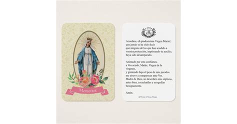 Spanish Virgin Mary Prayer Memorare Holy Card | Zazzle