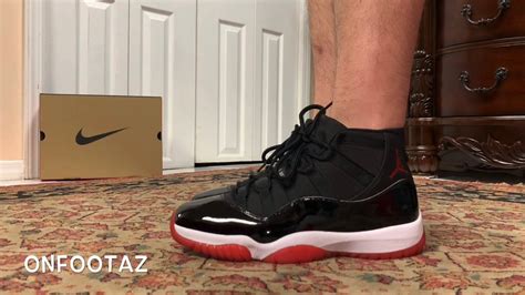 Air Jordan 11 XI Black Red BRED 2019 On Foot - YouTube