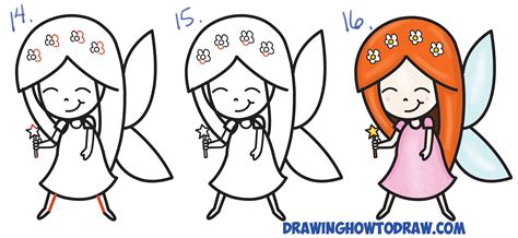 How to Draw a Cute Cartoon Fairy (Kawaii Chibi) from Letter ‘K’ Easy Step by Step Drawing ...