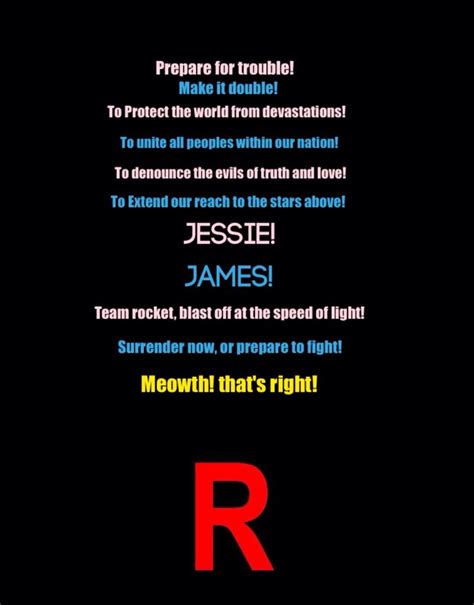 Team Rocket motto | Team rocket, Rocket, Teams