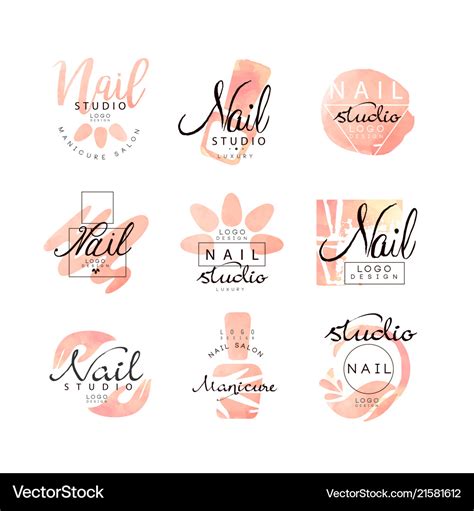 Manicure nail studio logo design set creative Vector Image