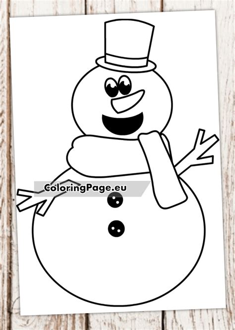 Free Printable Snowman with hat and scarf | Coloring Page