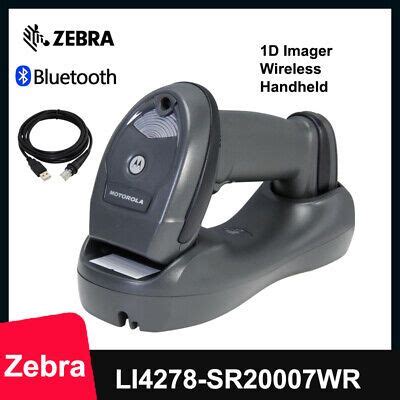 Motorola LI4278-SR20007WR Wireless Bluetooth 1D Barcode Scanner w Cable ...