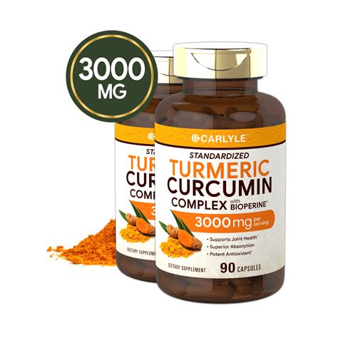 Turmeric Curcumin with Bioperine 3000mg | 180 Capsules | Max Strength | Non-GMO, Gluten Free ...