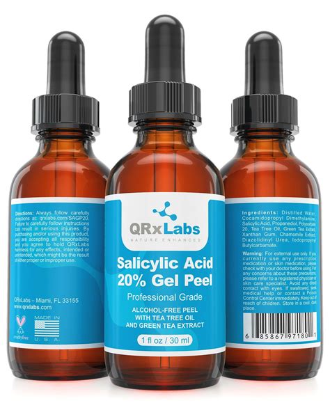 Salicylic Acid 20% Gel Peel - Alcohol-Free Formula with Tee Tree Oil ...