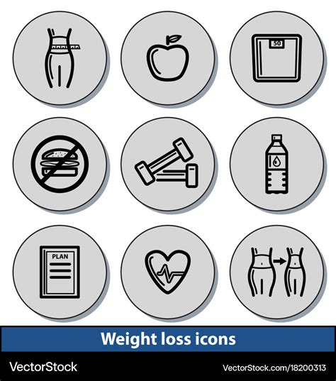 Light weight loss icons Royalty Free Vector Image