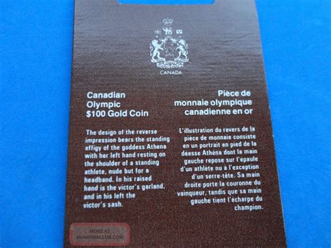 1976 Canada Montreal Olympic 100 Dollars Gold Coin 14k Uncirculated