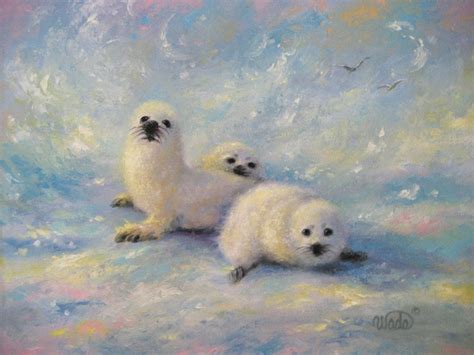 Baby Harp Seals Art Print baby harp seals by VickieWadeFineArt