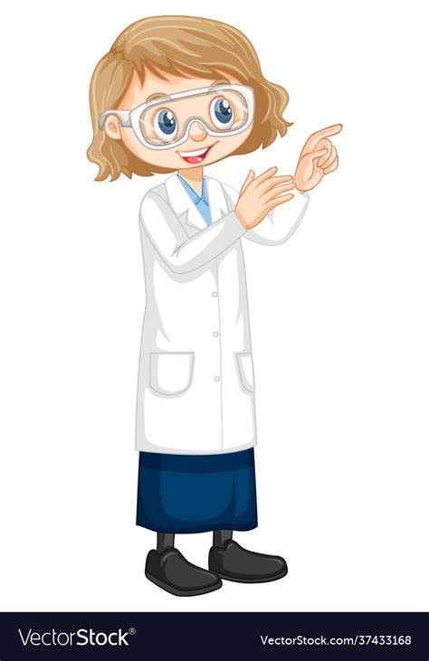 Cute girl cartoon character wearing science lab Vector Image